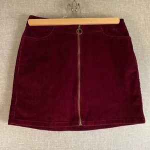 Mudd Corduroy Burgundy Zip Up Skirt